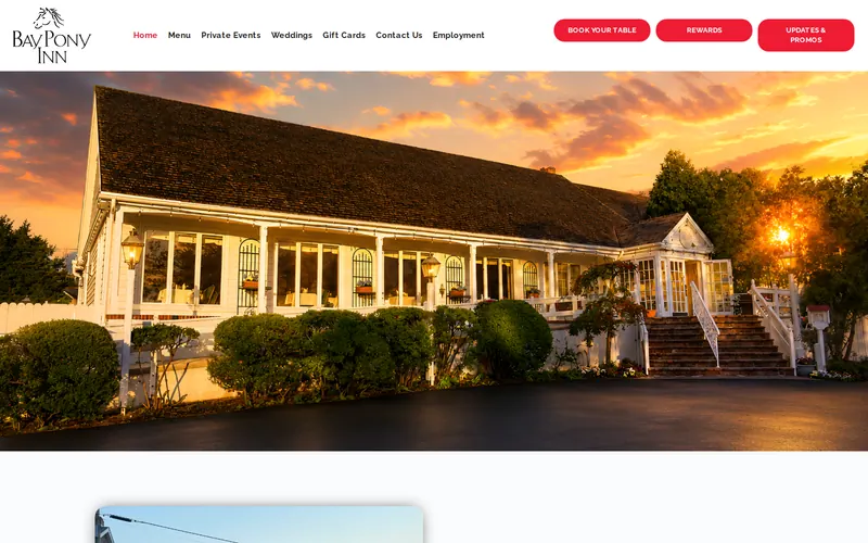Screenshot of the Bay Pony Inn website Screenshot of the Bay Pony Inn website