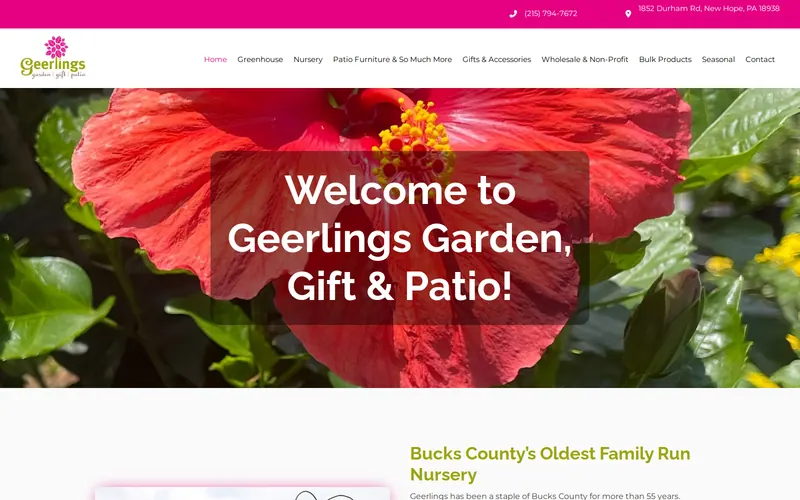 Screenshot of the Geerlings Garden Center website Screenshot of the Geerlings Garden Center website