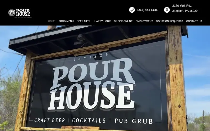 Screenshot of the Jamison Pour House website