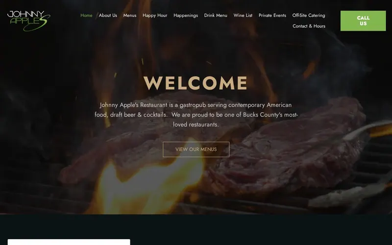 Screenshot of the Johnny Apple's Restaurant website Screenshot of the Johnny Apple's Restaurant website