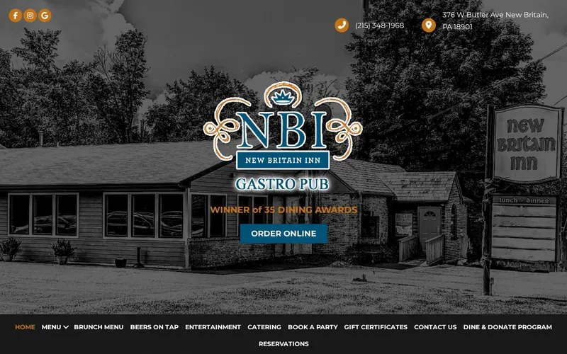Screenshot of the New Britain Inn website Screenshot of the New Britain Inn website