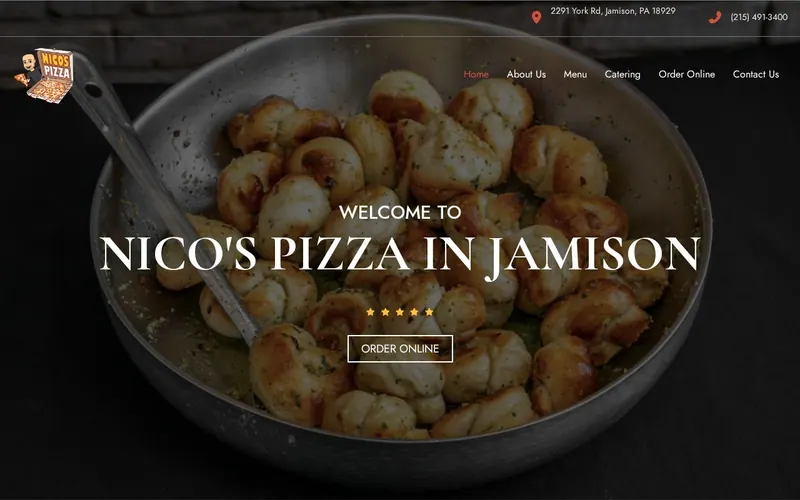Screenshot of the Nico's Pizza Jamison website Screenshot of the Nico's Pizza Jamison website