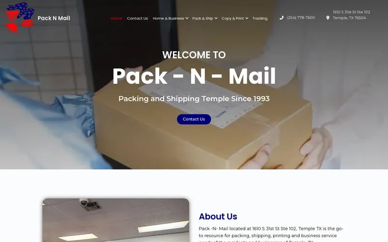 Screenshot of the Pack 'N' Mail website Screenshot of the Pack 'N' Mail website