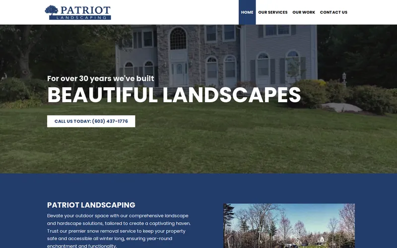 Screenshot of the Patriot Landscaping website