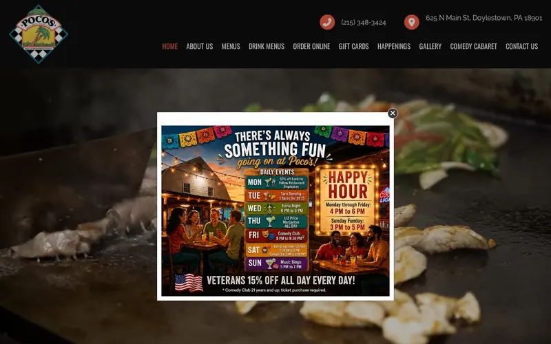 Screenshot of the Pocos website Screenshot of the Pocos website