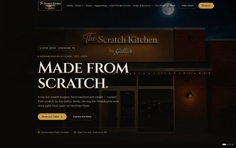 Screenshot of the Scratch Kitchen by Gallos website