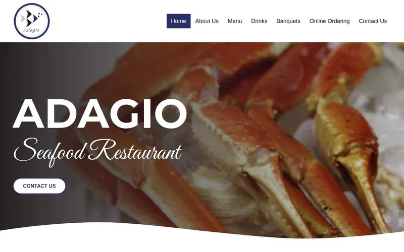 Screenshot of the Adagio Seafood website