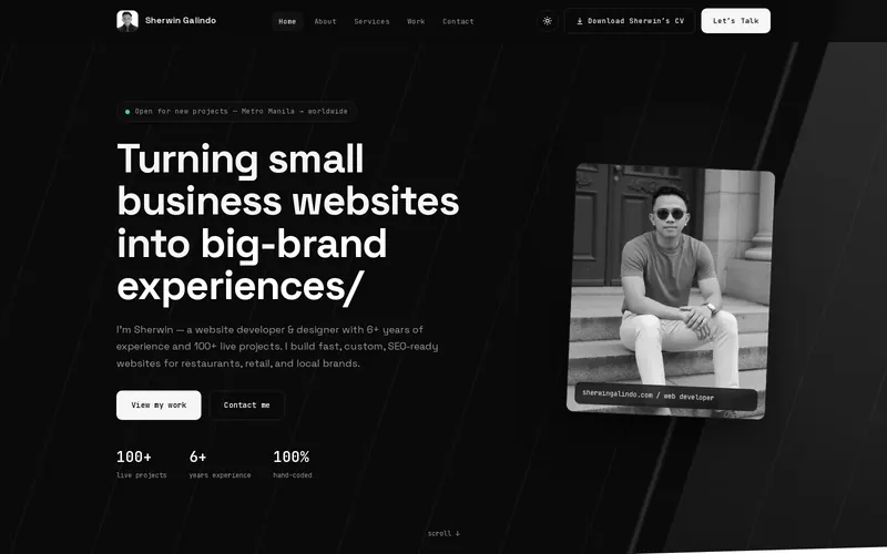 Screenshot of the Sherwin Galindo Portfolio website