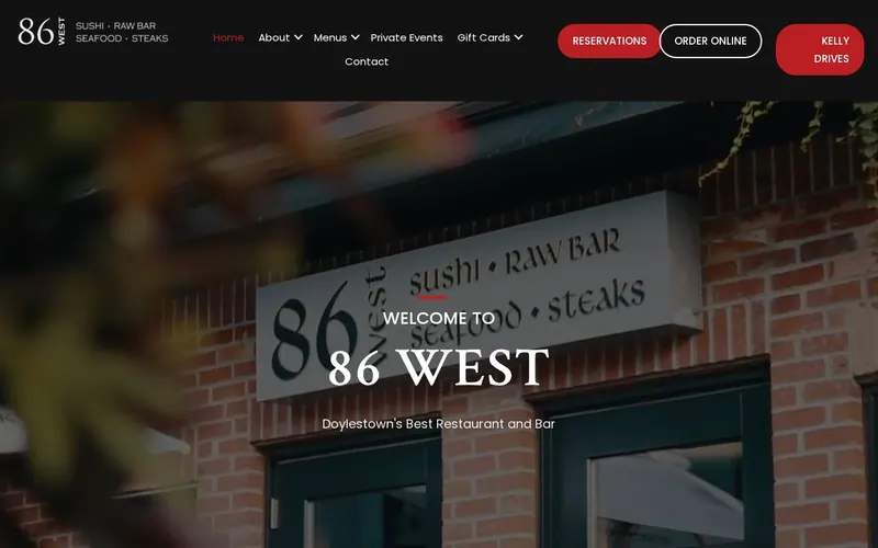 Screenshot of the 86 West website