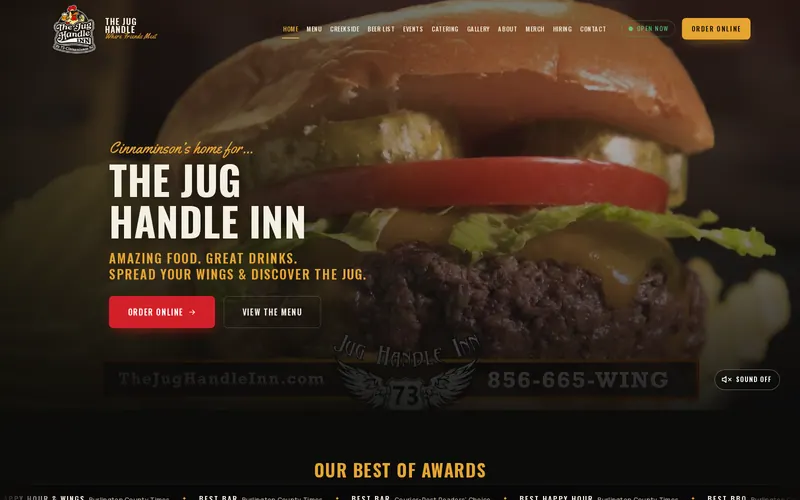 Screenshot of The Jug Handle Inn website