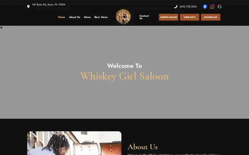 Screenshot of the Whiskey Girl Saloon website Screenshot of the Whiskey Girl Saloon website