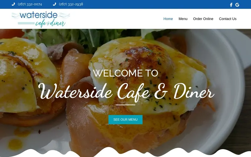 Screenshot of the Waterside Cafe & Diner website Screenshot of the Waterside Cafe & Diner website